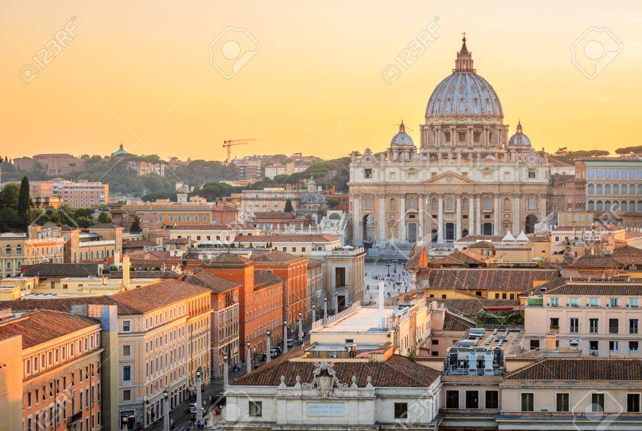 Vatican city at sunset in Rome, Italy